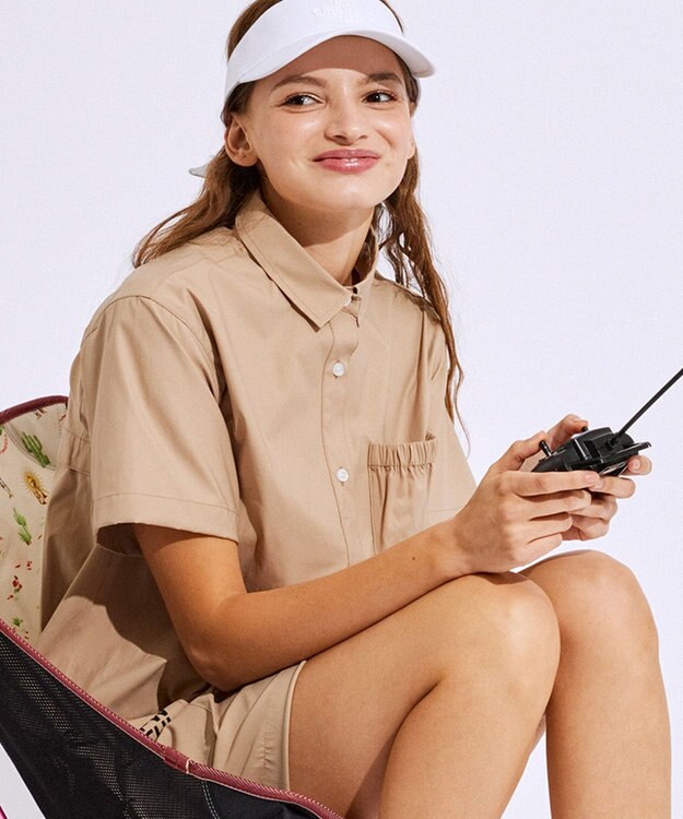 PW CIRCULUS 【WOMEN】ギャザリング シャツ ゴルフウェア レディース ベージュ系