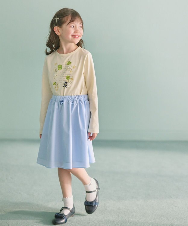 組曲 KIDS 【150-160㎝】オシバナクローバー Tシャツ イエロー系