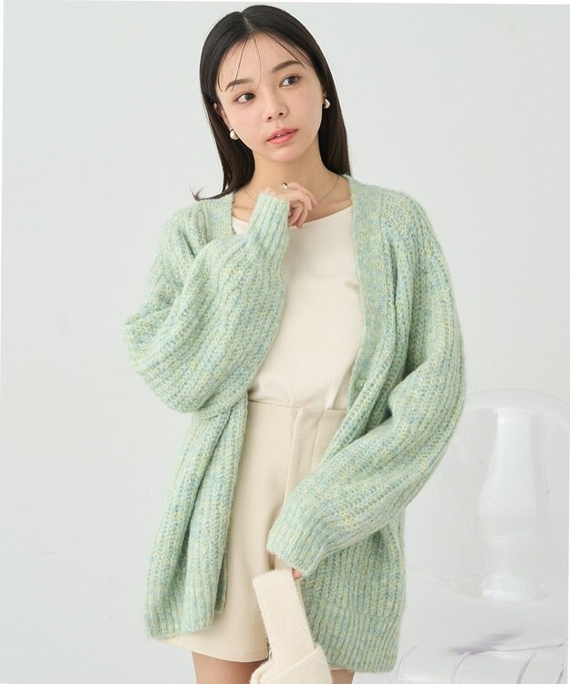 earth music&ecology ふわふわＭＩＸヤーンカーディガン Mint