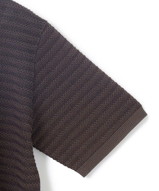 JOSEPH HOMME 【洗える】ジオメトリックボーダー　ポロニット ダークブラウン系3