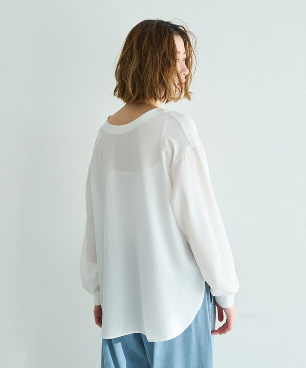 YECCA VECCA 2wayリブMIXジョーゼットブラウス White