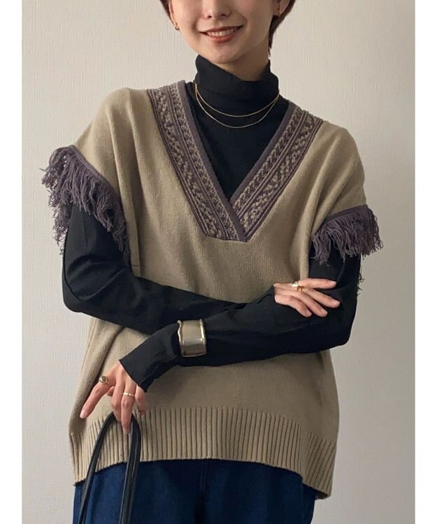 Green Parks フリンジベスト Gray