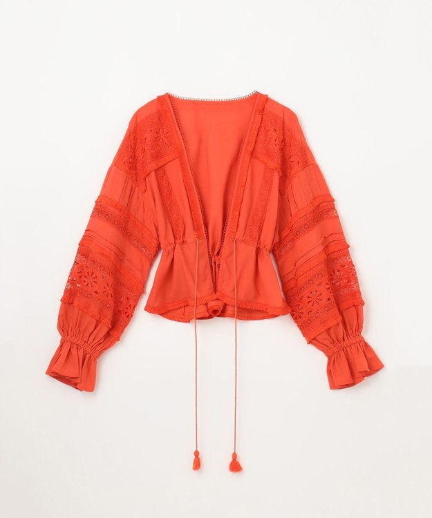 GRACE CONTINENTAL レースパッチブラウス オレンジ