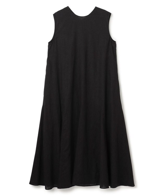 UNFILO L リネンレーヨン ノースリーブワンピース ブラック