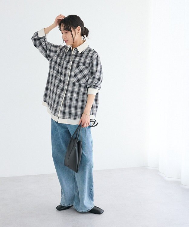 CRAFT STANDARD BOUTIQUE レイヤードライクチェックシャツ Black