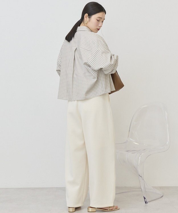 AMERICAN HOLIC ミニチェックショート丈シャツ Ivory