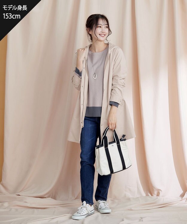 Tiaclasse 【洗える】 配色スリットニットトップス グレージュ