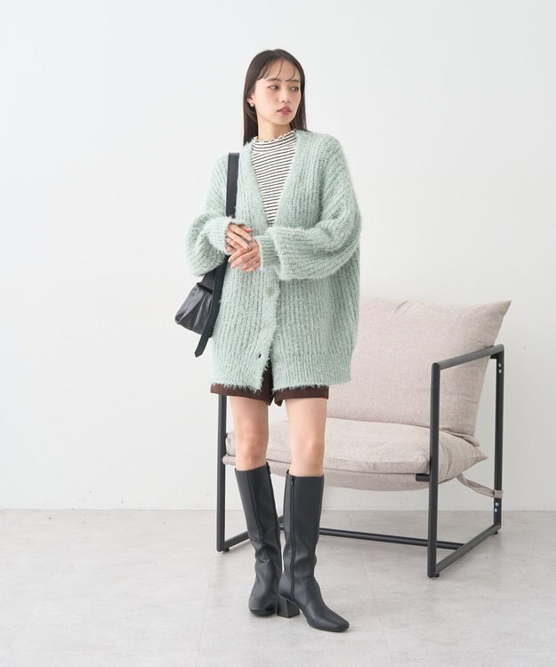 earth music&ecology 【予約】カラーミックスシャギーカーディガン ミント