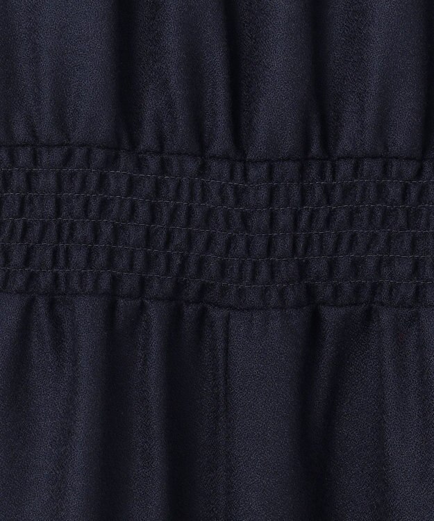 組曲 L 【WEB限定・KUMIKYOKU NAVY】ウールジョーゼット バンドカラーワンピース ネイビー系