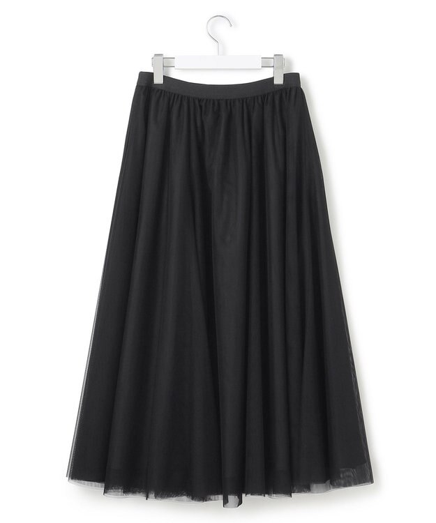 23区 【洗える】ソフトチュール スカート ブラック系