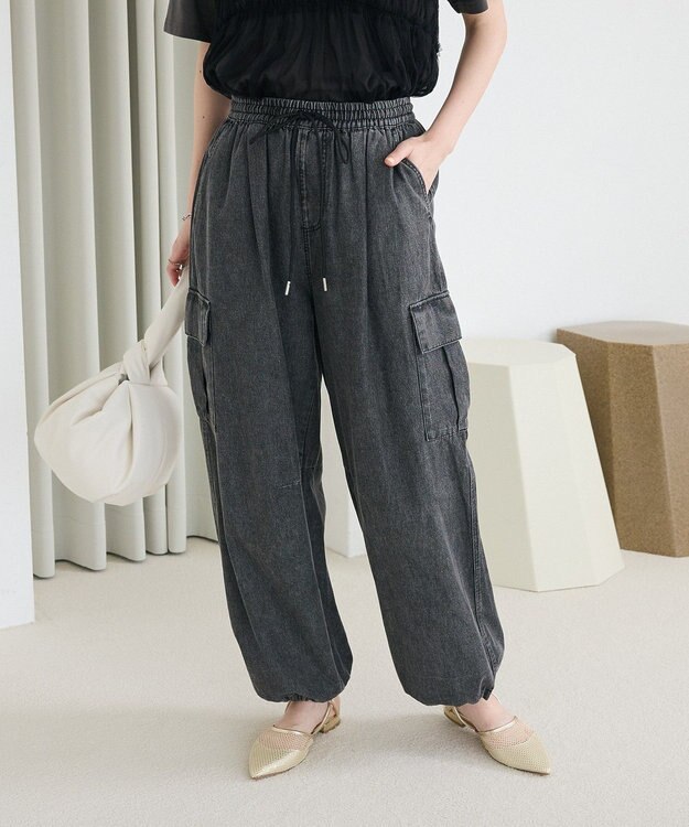 Green Parks ライトデニムカーゴパンツ Black