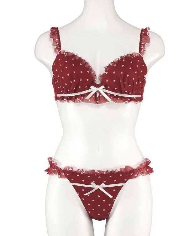 San-ai Resort（三愛水着楽園） 【WEB限定】フェミニンプティハートブラジャー＆ショーツセット 【northerly】 レッド