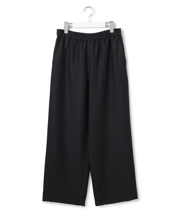 ICB 【洗える】ウールワッシャーツイル ワイドストレートパンツ チャコール系