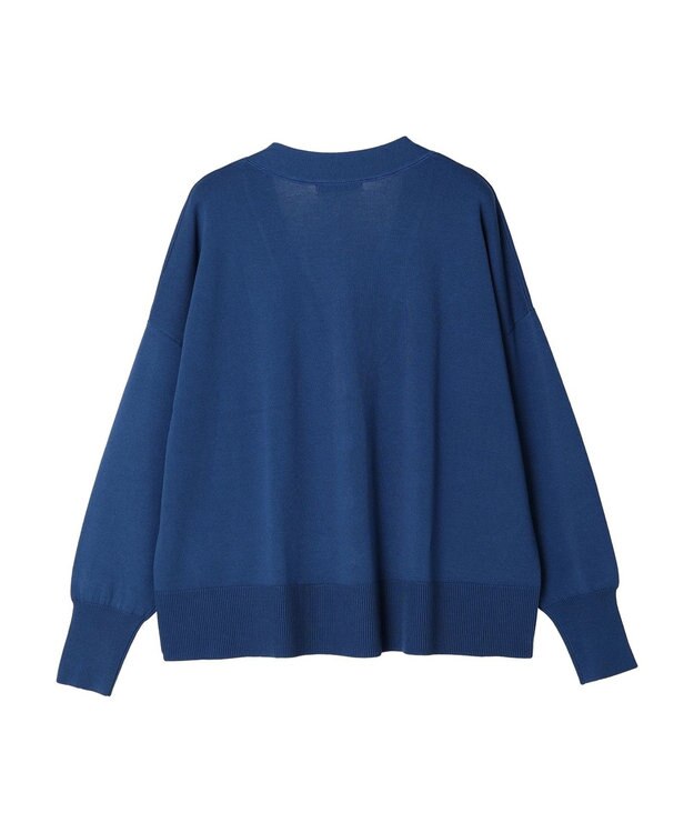 Green Parks 洗える　ステッチ入りＶネックカーディガン Blue