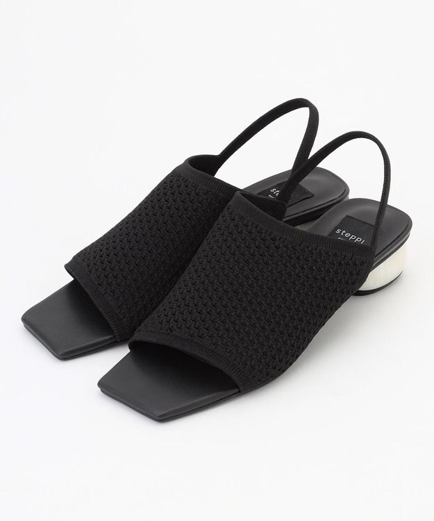 steppi 【一部店舗限定 / 洗える】ストーン ヒールサンダル ブラック