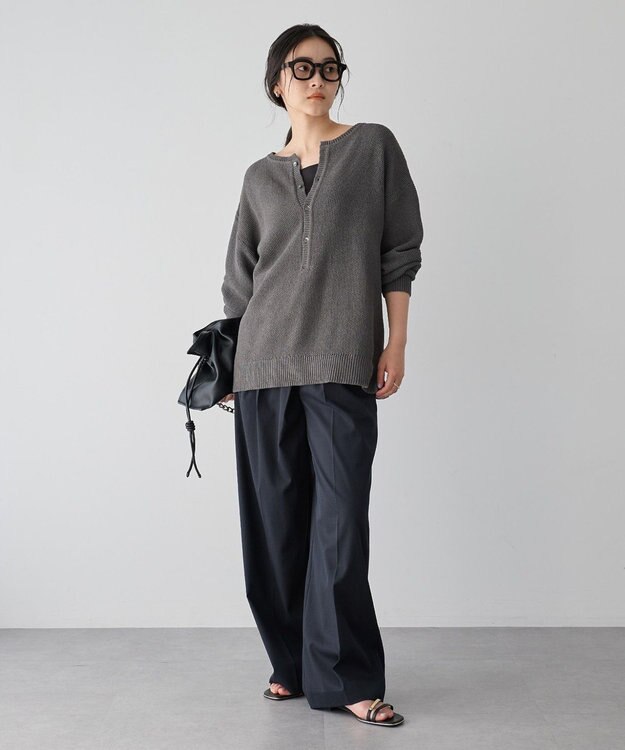 YECCA VECCA 2wayヘンリーネックルーズニット Charcoal Gray