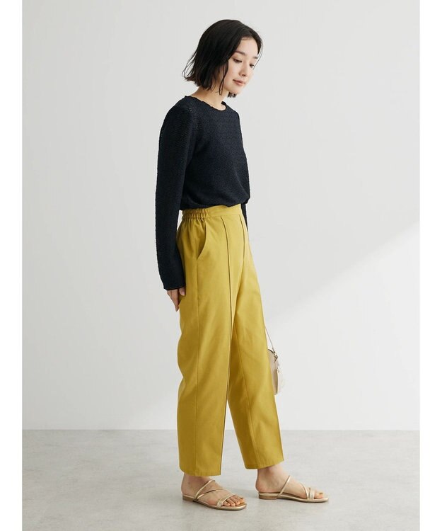 Green Parks 綿麻混イージーテーパードパンツ Yellow