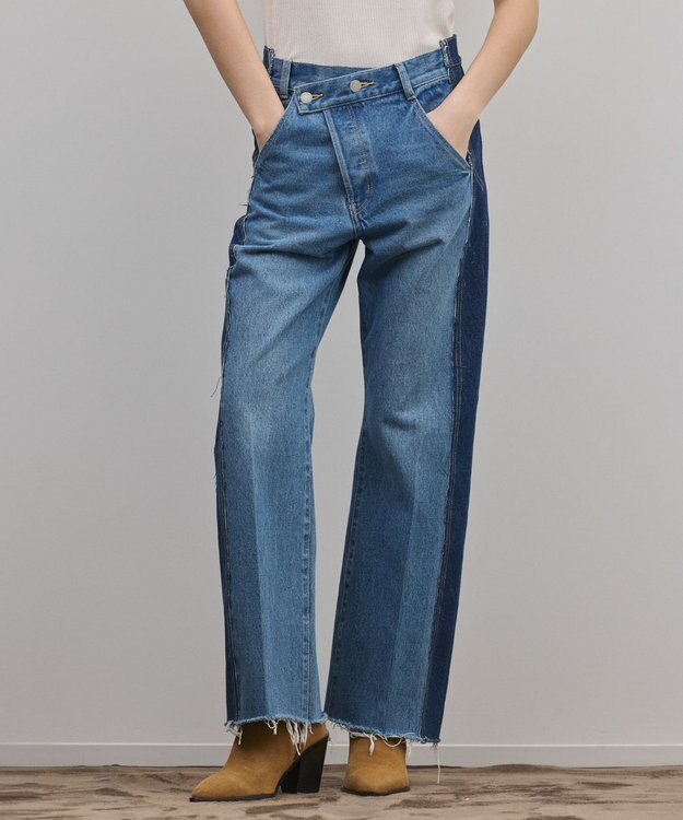 GRACE CONTINENTAL リメイクフレアデニムパンツ ブルー