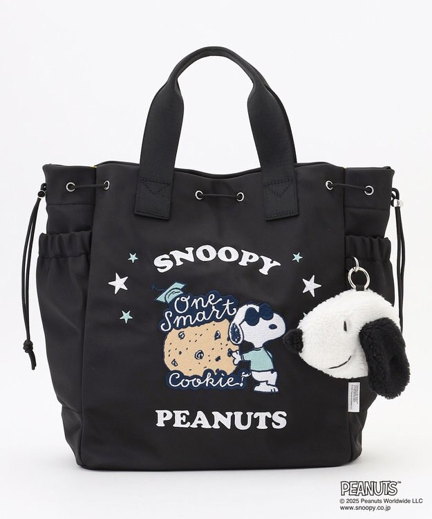 Y'SACCS SNOOPYデザイン 2way巾着トート(クッキー） ブラック