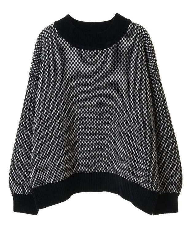 Green Parks ベロアモールモックネックニットプルオーバー Black