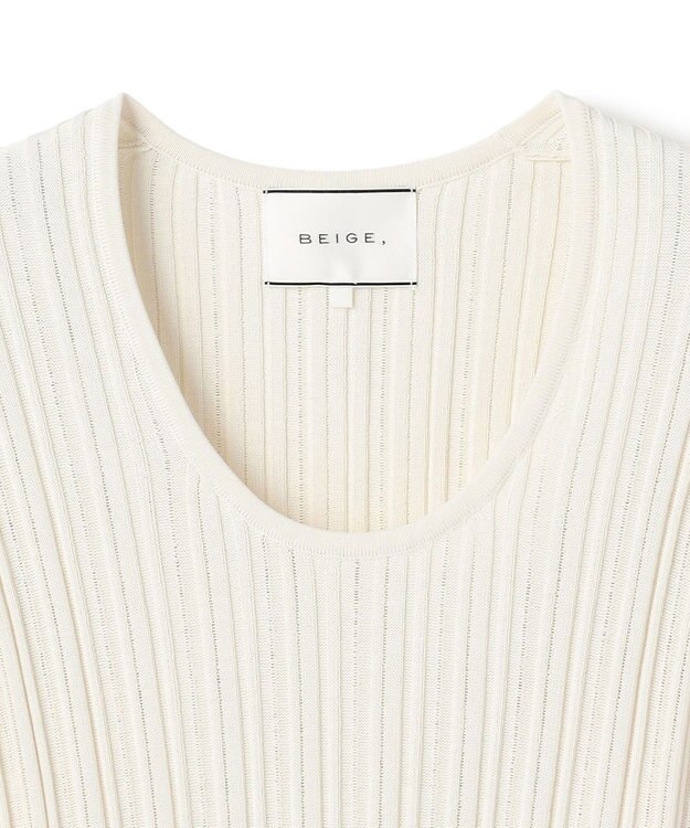 BEIGE， LABRADO / ランダムリブ Uネックニット Ecru