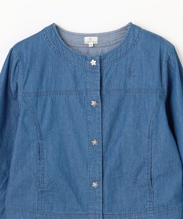 組曲 KIDS 【150-160㎝】 フラワーボタンデニムジャケット ネイビー