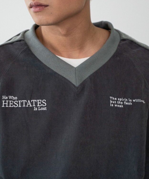 WEGO ミリタリーVネックラインプルオーバー ダークグレー