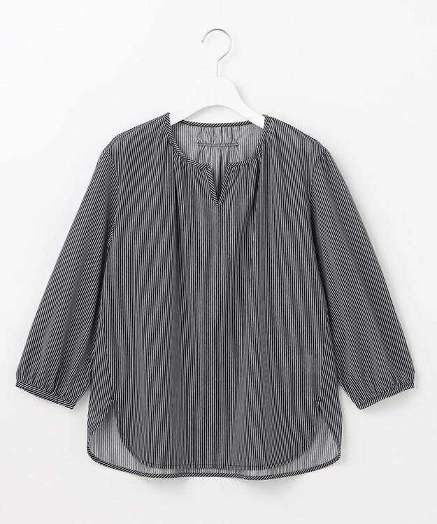 J.PRESS LADIES S 【WEB限定カラーあり・洗える・イージーケア】 アーネストストライプ スリットネック カットソー ネイビー系2