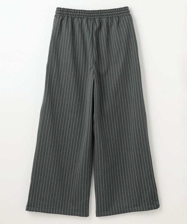 ANY 【手洗い可/ウエストゴム】ドロストワイドパンツ グレーストライプ