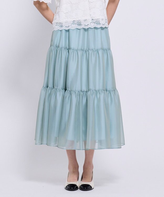 TOCCA CRYSTAL SHEER スカート スモーキーグリーン系