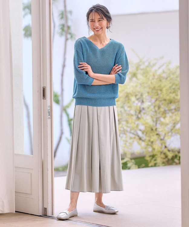 ANY L 【洗濯機可能/接触冷感/UVケア/イージーケア/ウエストゴム】清涼リラックススカーチョ グレージュ