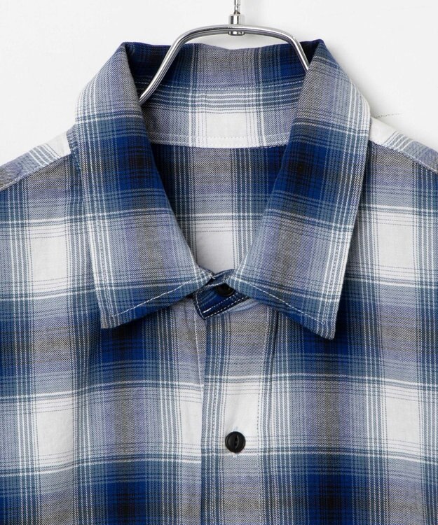 WEGO オンブレチェックシャツ ブルーチェック1