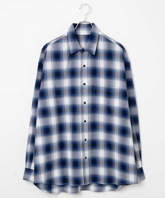 WEGO オンブレチェックシャツ ブルーチェック1