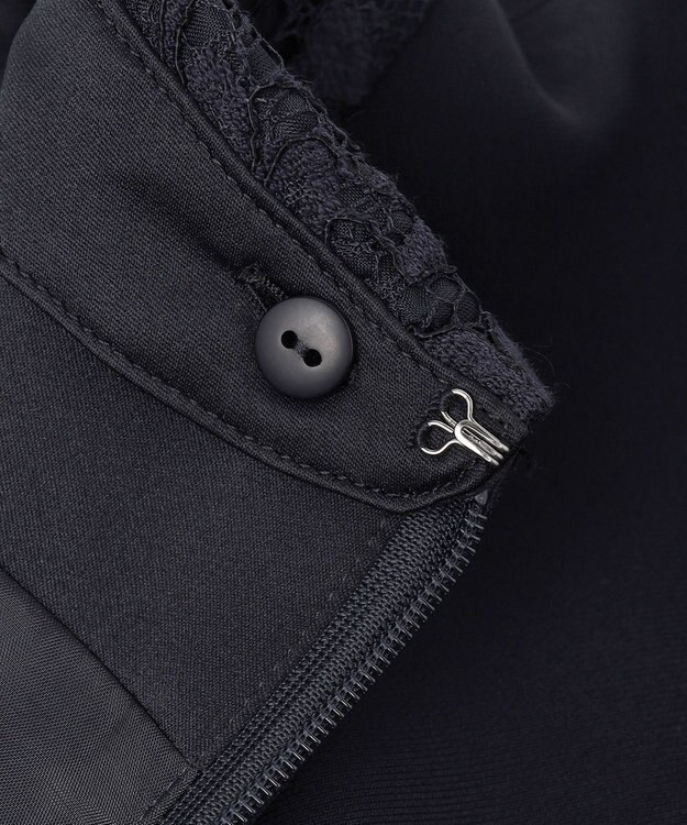 23区 【セットアップ対応/洗える】トリアセダブルジョーゼット 襟付き ワンピース ネイビー系