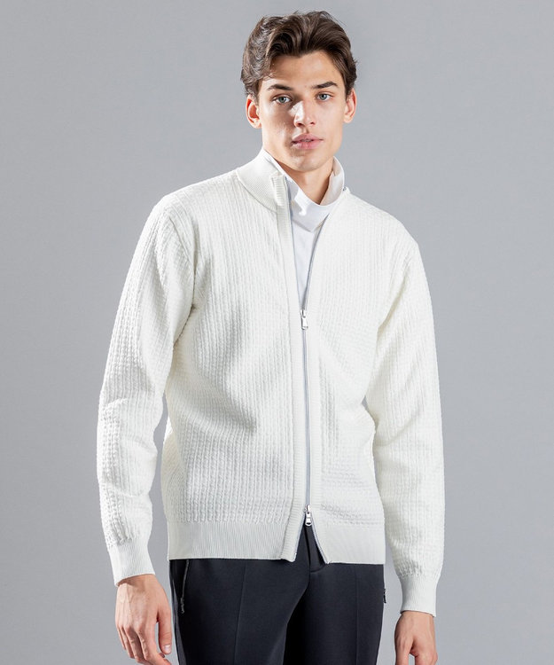 JOSEPH HOMME 【イージーケア】 ヴィスコースリンクス　ジップアップカーディガン ホワイト系