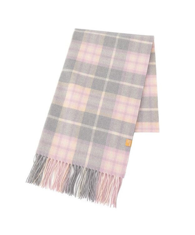 MOONBAT WEB限定【洗える】ミエル (miel) カシミヤ100％ チェックストール ライトグレー