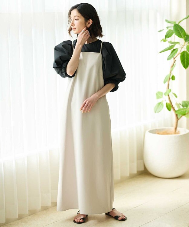 #Newans サークルスリーブAラインブラウス ブラック