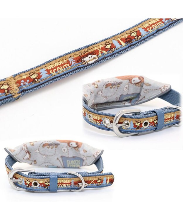 PET PARADISE スヌーピー 首輪 ビーグルスカウト柄 反射付き 【Ｍ】中型犬 グレー