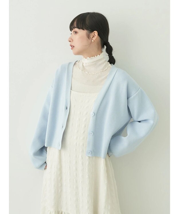 earth music&ecology バイカラースポンディッシュカーディガン Sax