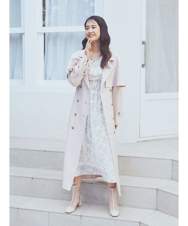 earth music&ecology ２ＷＡＹケープトレンチコート Pink Beige