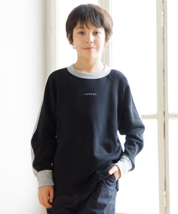 J.PRESS KIDS 【100-130cm】裏毛ラグラン ロゴトレーナー ブラック系