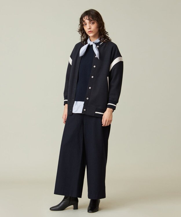 J.PRESS YORK STREET 【WOMEN】NEEDLE JERSEY オーバーサイズスタジャン ネイビー系