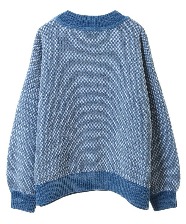 Green Parks ベロアモールモックネックニットプルオーバー Blue