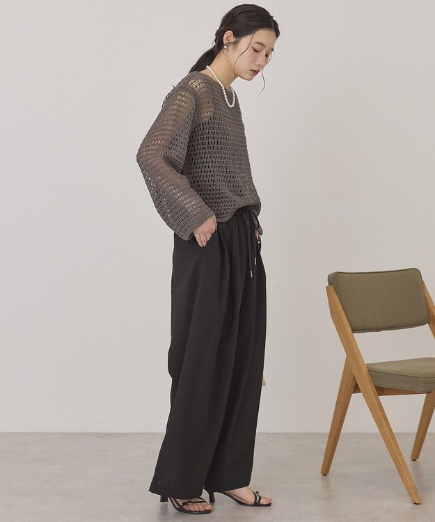 AMERICAN HOLIC 【マルチ機能】ドライタッチワイドパンツ Black