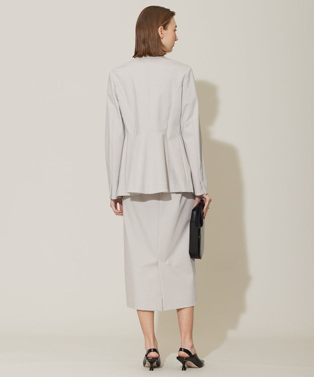 ICB 【洗える】コットンコンプレッシャー ノーカラージャケット トープ系