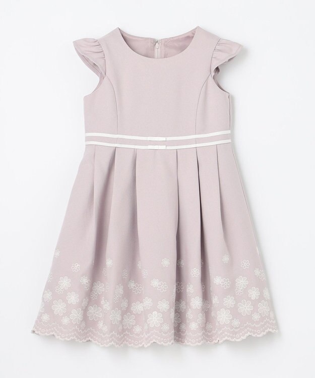 ANY KIDS 裾刺繍ワンピース ピンクベージュ