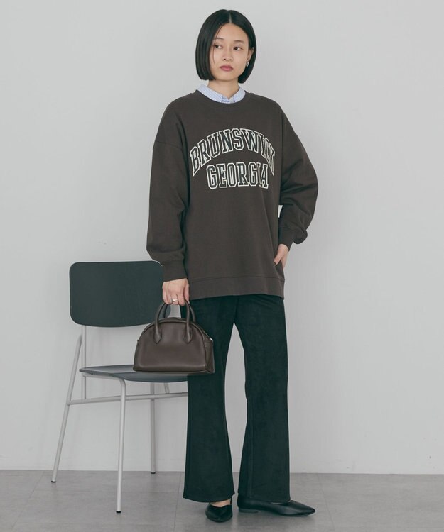 AMERICAN HOLIC ヌバック調ベイカーフレアパンツ Black