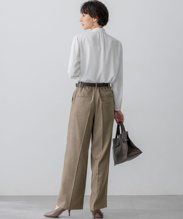 23区 S 【洗える】バックサテンアムンゼン ボウタイ ブラウス ホワイト系