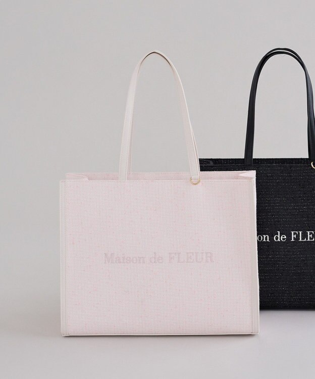Maison de FLEUR ツイードキャリーオントートバッグ Pink