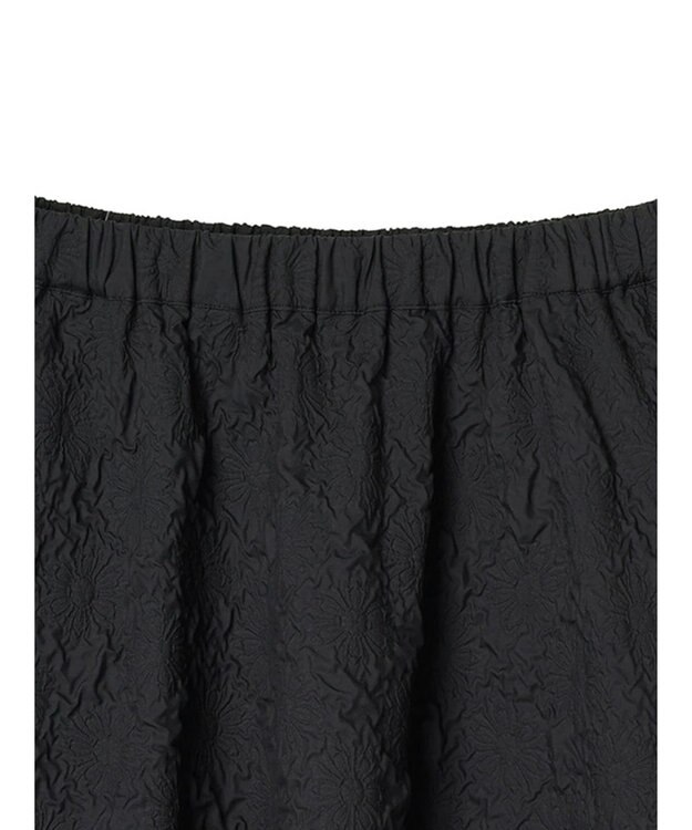 Green Parks ・ｆｕｒｒｙ　ｒａｔｅエンボスサイドタックフレアスカート Black